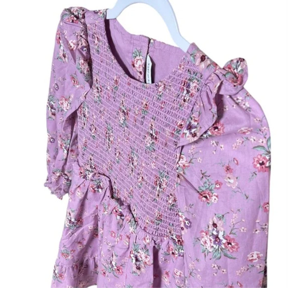 Janie and Jack The Eloise Smocked Dress Lavender Herb Floral size 4 - Picture 3 of 9